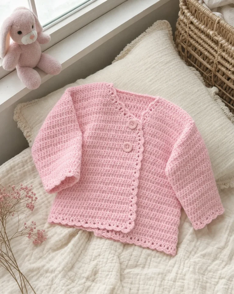 Easy crochet baby girl sweater pattern for beginners