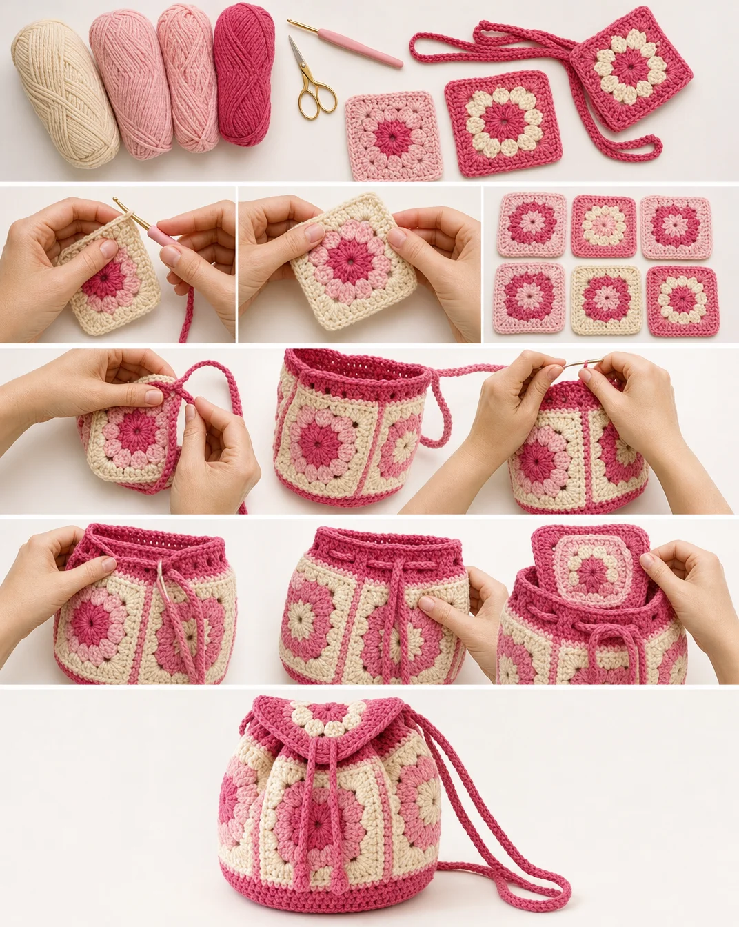 Floral Power Crochet Backpack