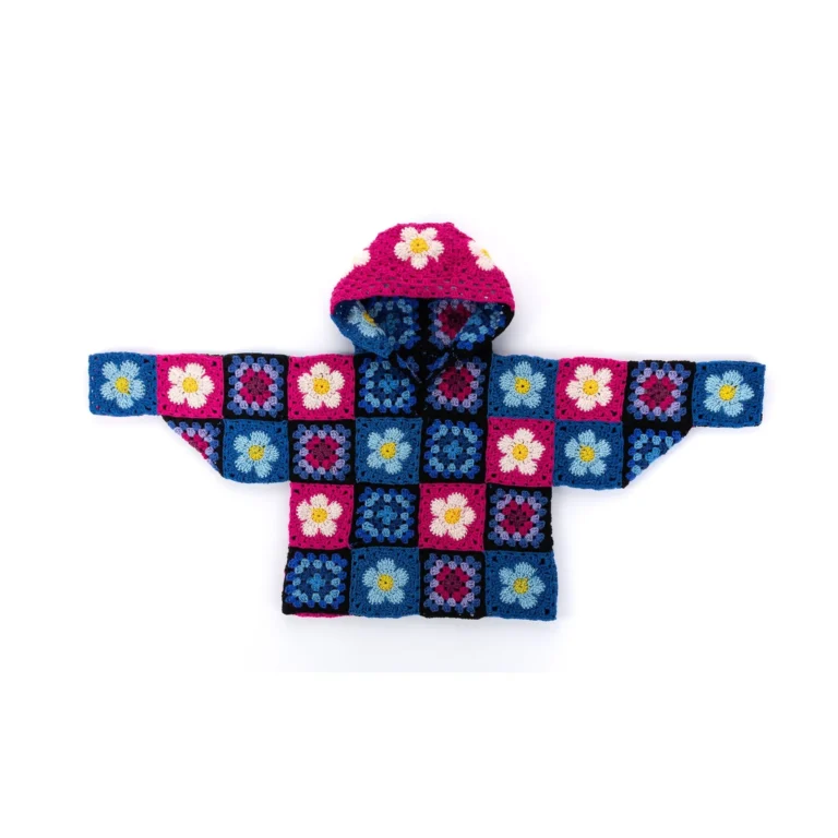 Floral Power Crochet Hoodie pattern showcasing intricate floral designs.