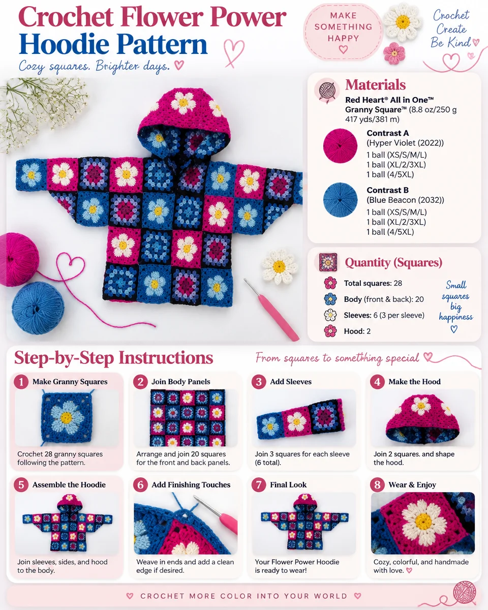 Floral Power Crochet Hoodie Pattern