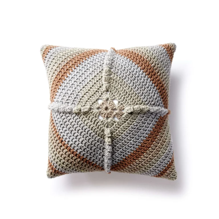 Colorful granny square crochet pillow pattern for cozy home decor.