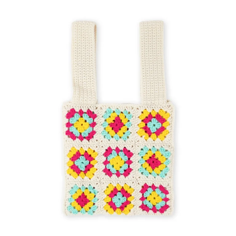 Colorful Granny Squares crochet bag showcasing unique patterns and designs.