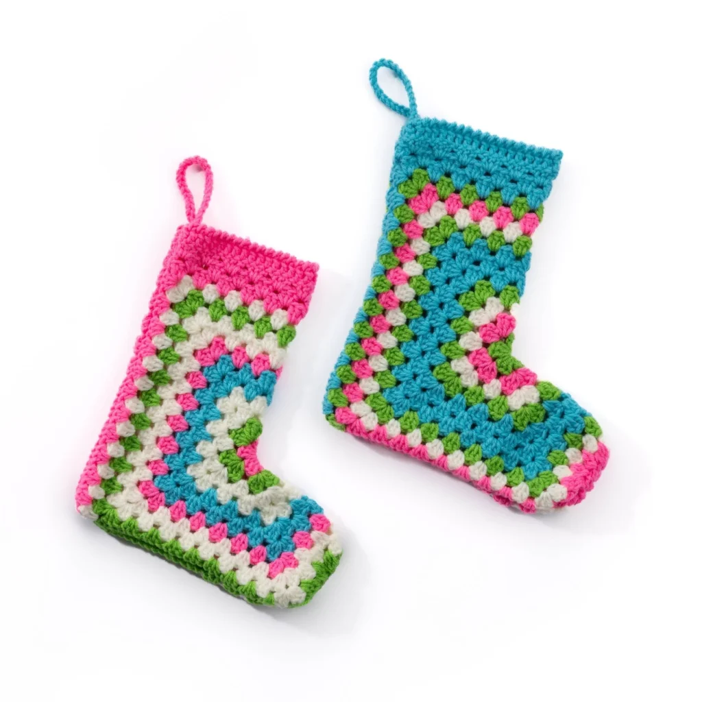 Crochet Hexi Christmas Stocking Pattern for festive decor