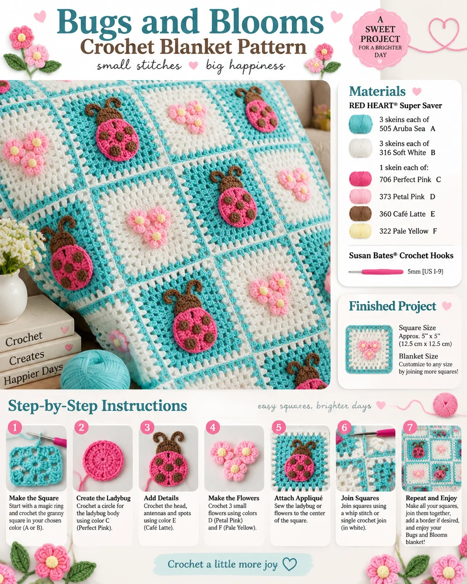 Insect Garden Crochet Blanket Pattern