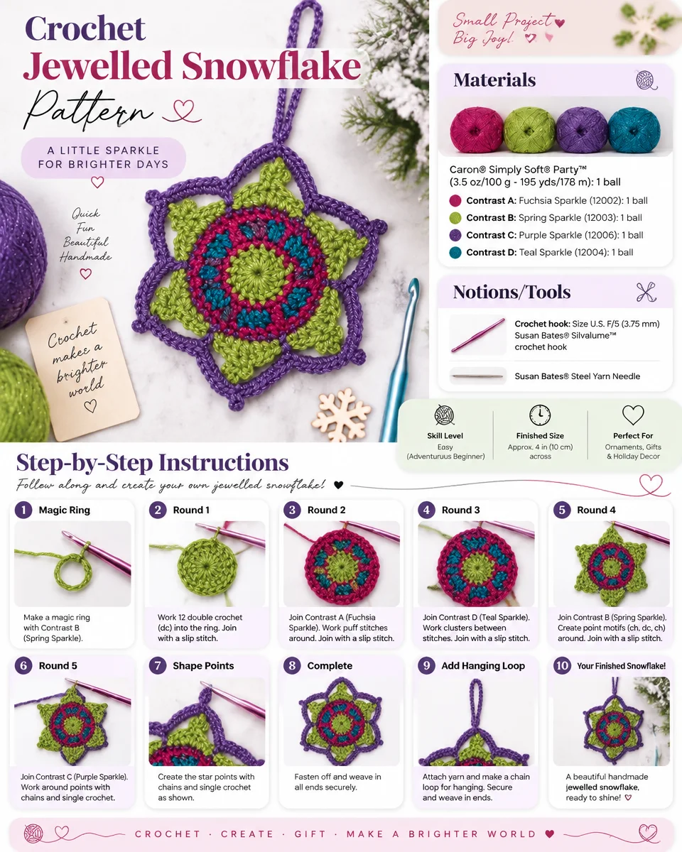 Jewelled Snowflake Crochet Pattern