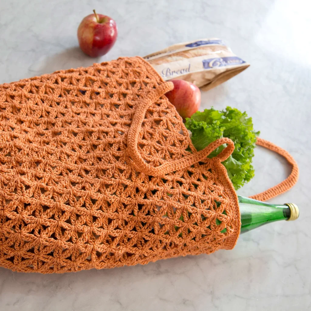 Lacy crochet market bag tutorial for beginners