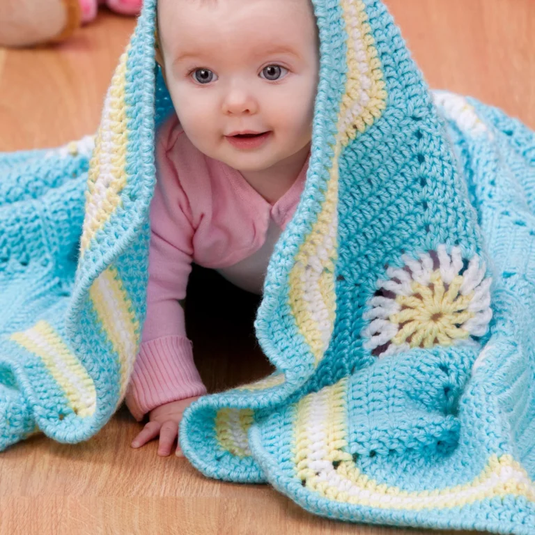 Large hexagon crochet baby blanket pattern for a cozy nursery