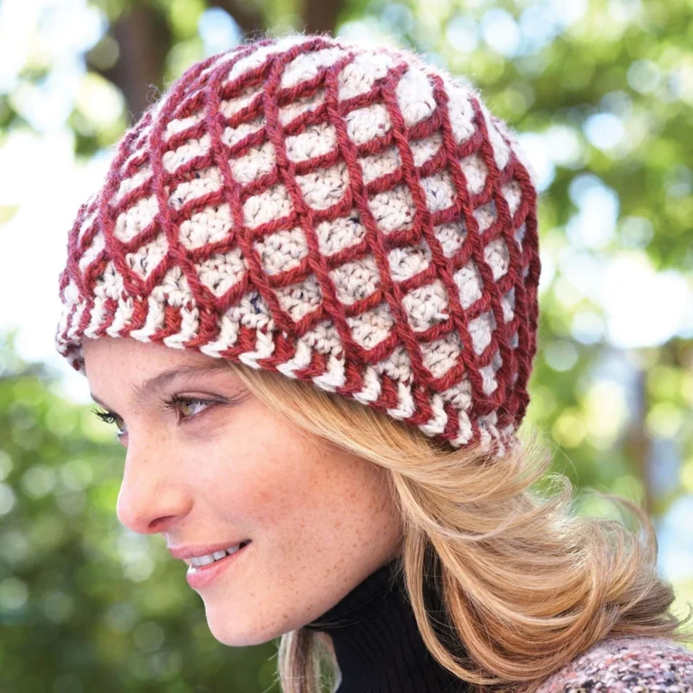 Lattice crochet hat pattern for stylish and cozy headwear.