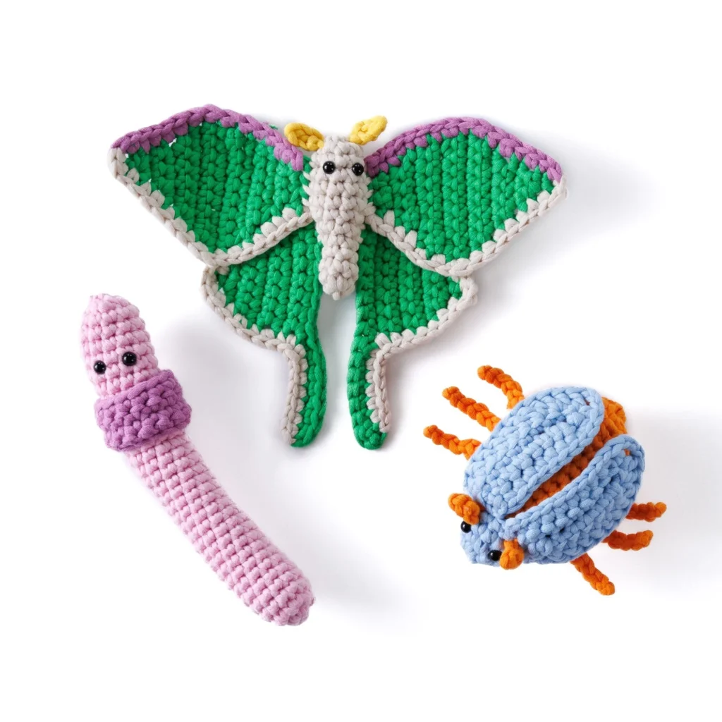 Night Garden crochet bag charms pattern for beginners