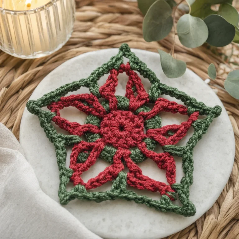 Crochet Christmas star ornament pattern for festive decorations