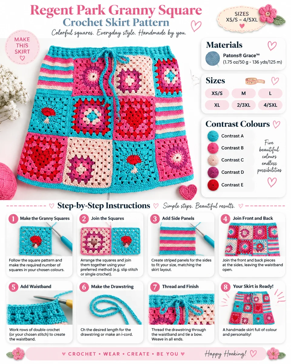 Regent Park Granny Square Crochet Skirt Pattern