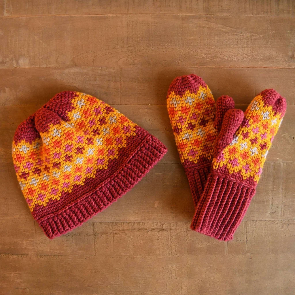 Shannon Crochet Hat and Mitt Set pattern for cozy winter accessories
