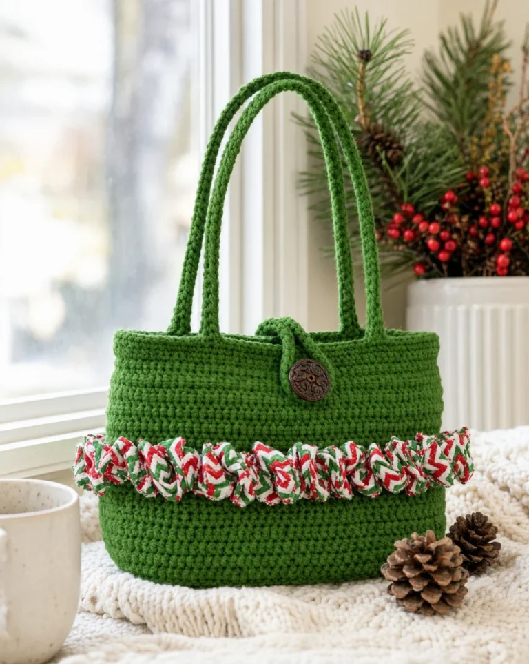 Simple crochet designer ruffle bag pattern design