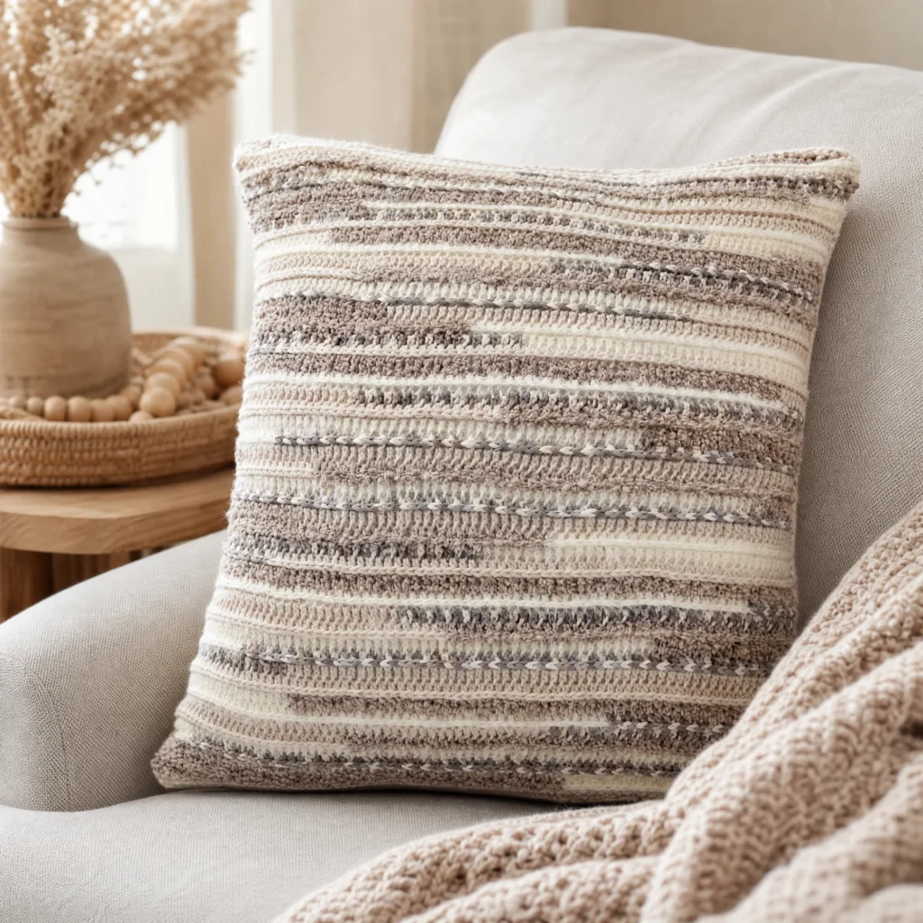 Textured crochet floor cushion pattern for cozy home decor