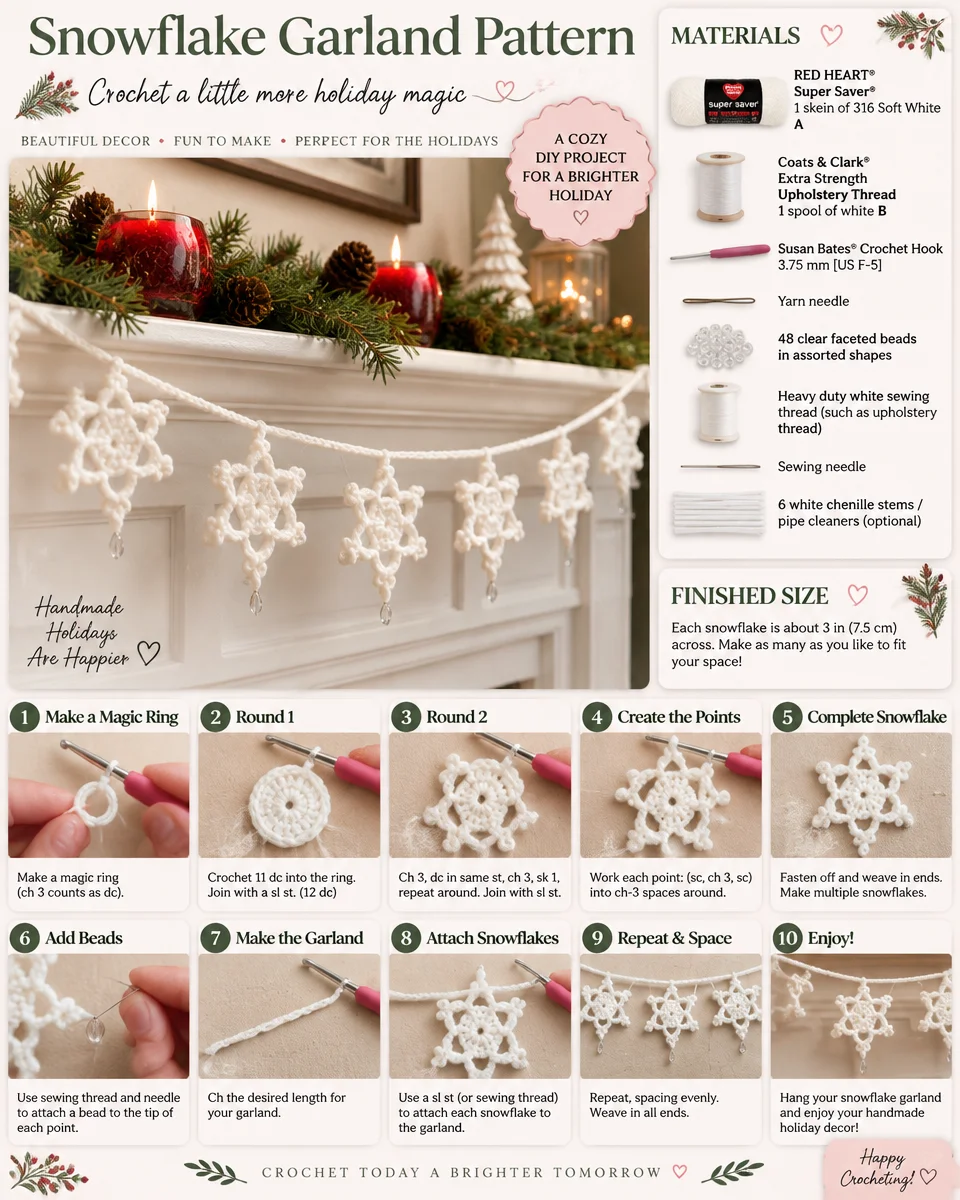 Winter Snowflake Garland Crochet Pattern